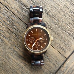 Michael Kors Tortoise and Gold Watch